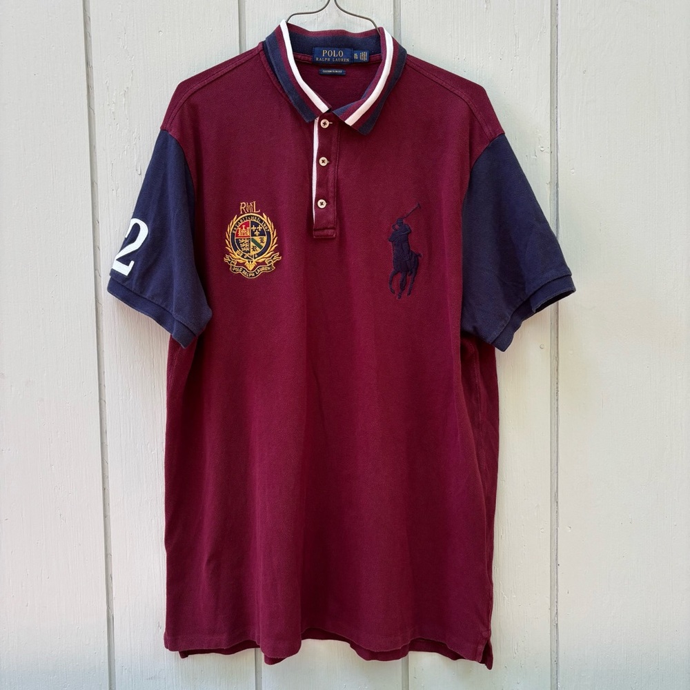 : POLO RALPH LAUREN—Big Pony Polo Shirt—Men’s XL—Custom Slim Fit—Maroon—#2—RARE